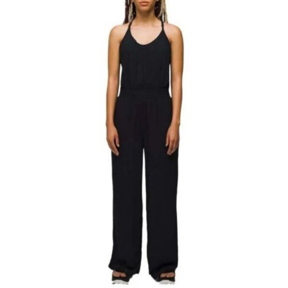 🌻NEW w.tags prAna MEDIUM Black Fernie Wide Leg Jumpsuit - Picture 2 of 11
